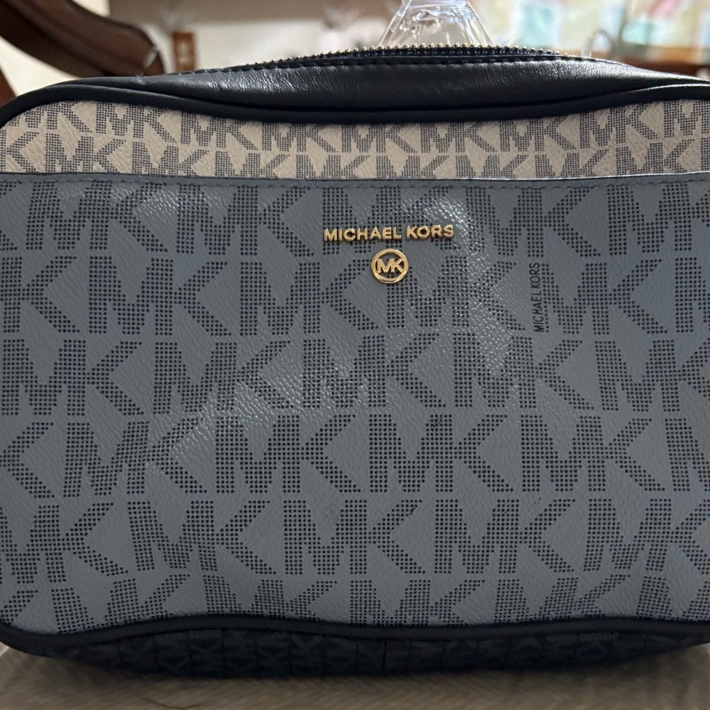 Michael Kors Blue and Gray Monogram Belt Bag
